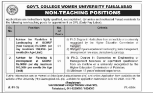 GC University Jobs 2022 – Government Jobs 2022