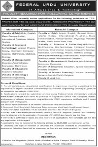 Urdu University Latest Jobs 2022 – Today Jobs 2022